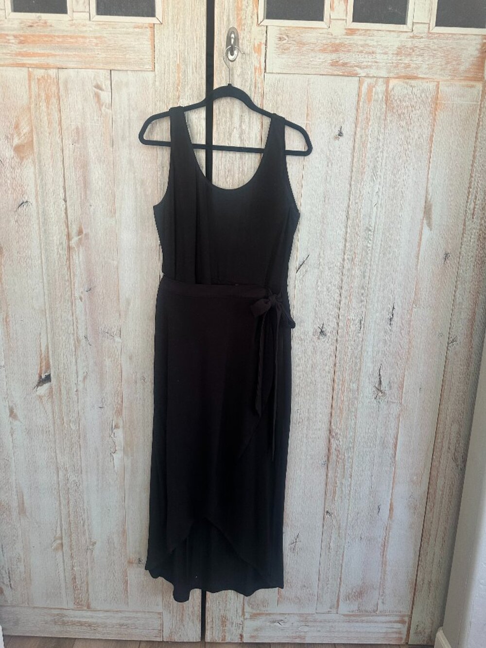 White Market/Black Market Black Sheath Faux Wrap Sleeveless Dress  Size L